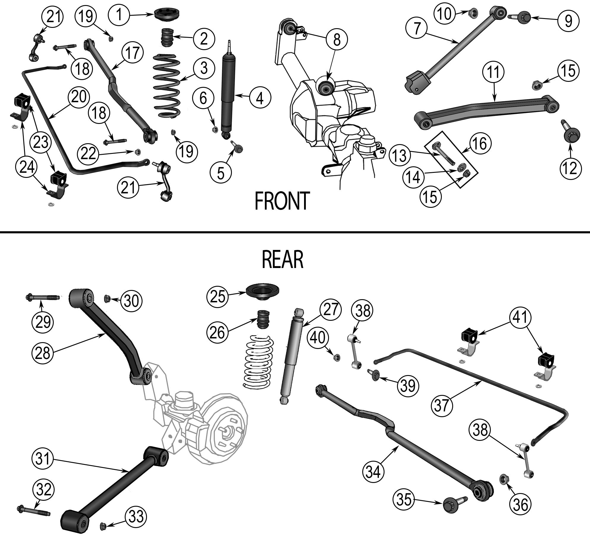 Front Stop Factory Replacement Suspension Parts for '07-'18 Jeep JK Wrangler