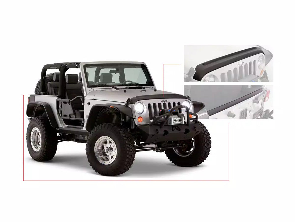 Bushwacker Trail Armor Hood and Tailgate Protector for '07-'18 JK Wrangler 4 Door- Textured Black