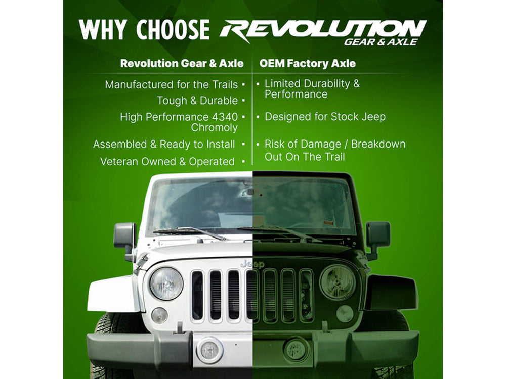 Revolution Gear 2007-18 Wrangler JK Dana 44 4340 Chromoly 30 Spline Discovery Series Rear Axle Kit