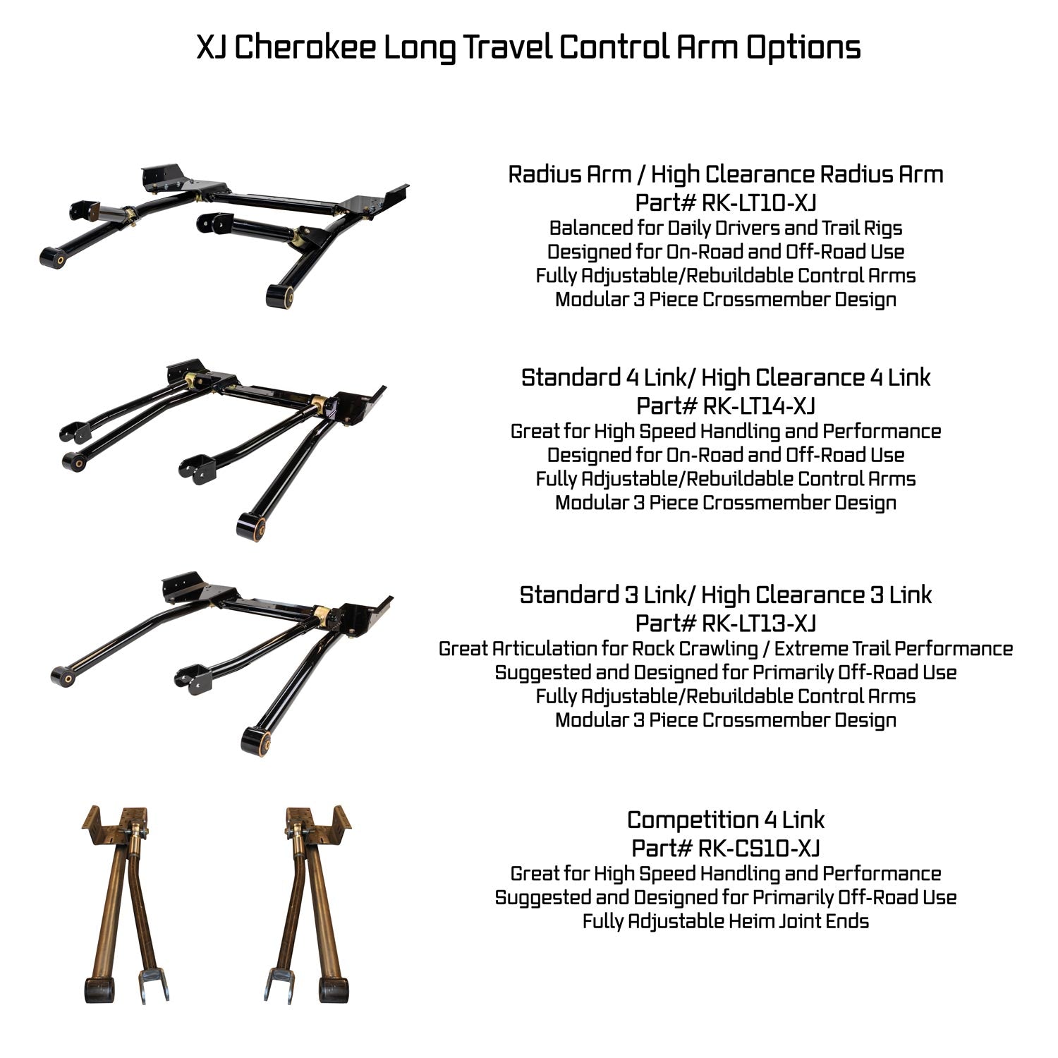 Rusty's XJ Cherokee 6.5" Long Travel Kit