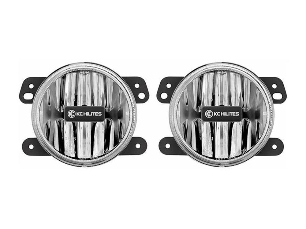 KC HiLiTES 4 in Gravity LED G4 - 2-Light System - SAE/ECE - 10W Fog Beam - for 07-09 Jeep JK