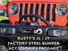Rusty's JL / JT Factory Steel Bumper Accessories Package for 2018+ JL Wrangler / 2020+ JT Gladiator equipped with Factory Steel Bumper